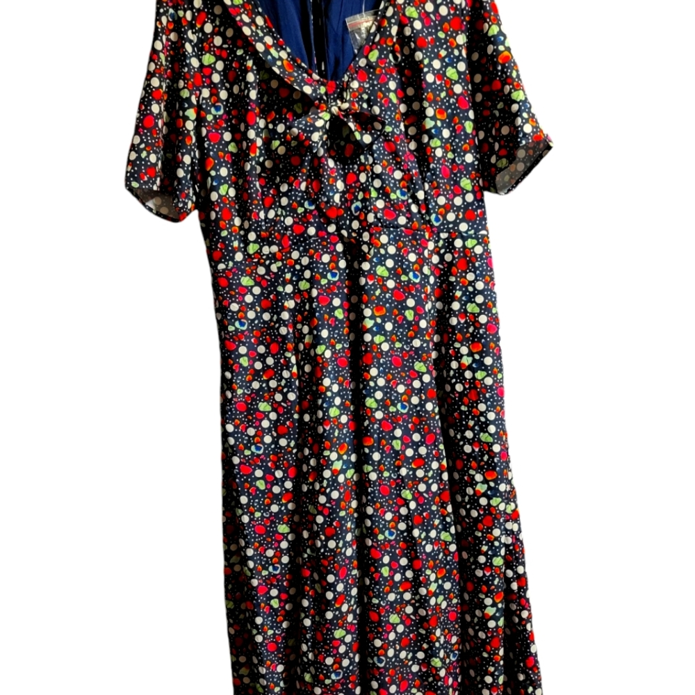 eShakti dress navy and multicolour pattern Size 18 New without tags.